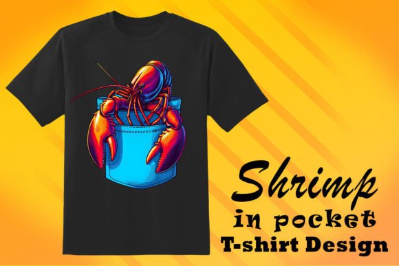 Pocket Shrimp Lover Graphic T-Shirt: A Quirky Niche Design
